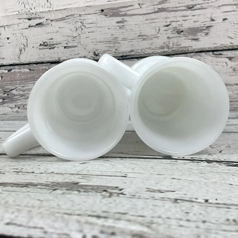 Federal Milk Glass Beer Steins: Tavern Scene, Moonglow Iridescent‎ - Set of 2